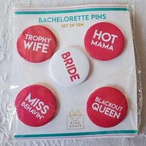 Bachelorette Party Pins Set - Red and White